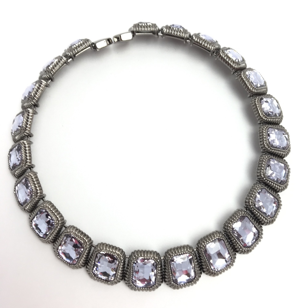 HSN Joan Boyce Hematite/Clear Framed Stone M/L Fit